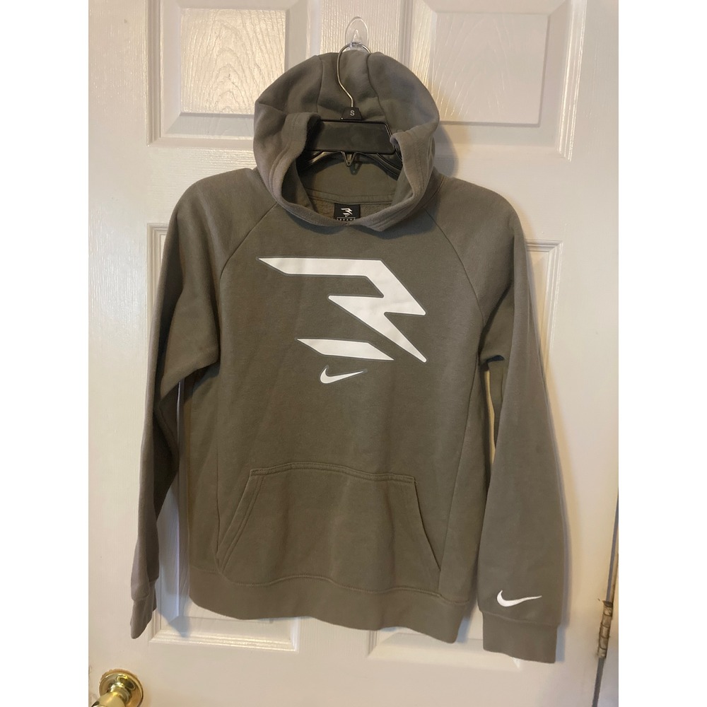 Nike 3 Brand‎ Russell Wilson Kids Hoodie Large Olive Green Pullover Sweatshirt